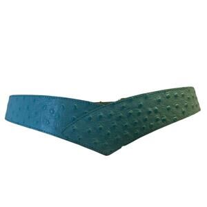 Vtg Faux Croc Aqua Belt Small, High or Low Waist Look, 80’s Style